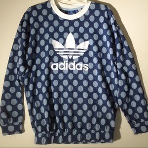Adidas Trefoil Blue White Polka Dot Sweater *PULLS